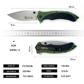 Columbia Company FST-3070-B Kamp Bıçağı Seti, Çakı, Fener ve Ateşleyici Magnezyum Çubuğu Üçü Bir Arada Yeşil - 4