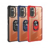 Ceponya Xiaomi Redmi Note 10 Pro Kılıf Şeffaf Manyetik Yüzüklü Zırh Silikon - 7