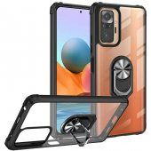 Ceponya Xiaomi Redmi Note 10 Pro Kılıf Şeffaf Manyetik Yüzüklü Zırh Silikon - 9