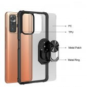 Ceponya Xiaomi Redmi Note 10 Pro Kılıf Şeffaf Manyetik Yüzüklü Zırh Silikon - 10
