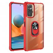 Ceponya Xiaomi Redmi Note 10 Pro Kılıf Şeffaf Manyetik Yüzüklü Zırh Silikon - 11