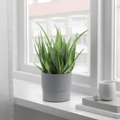 SUMUHOME NYPON DEKORATİF PLASTİK SAKSI GRİ 12 CM - 3