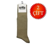 Askeri Çorap Haki Renk Dikişsiz Kışlık Çorap - Taban Havlulu - Orjinal İstihkak Çorap (2 Çift) - 2