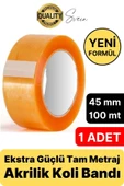 Ekstra Güçlü Yeni Formül 1 Adet 45 mm x 100 mt Koli Bandı Şeffaf Dayanıklı Bant Taşınma Ambalaj - 1