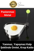 Paslanmaz Metal Kalp Şeklinde Omlet Krep Kalıbı Özel Model Uzun Ömürlü Yanmaz Yapışmaz Portatif thumbnail 1