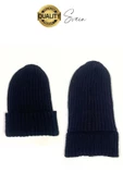 Dayanıklı Bere Unisex Örgü Kışlık Düz Renk Yumuşak Yün Soğuktan Koruyucu Şapka Katlamalı Dokuma - 4