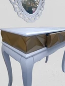 Dresuar Piramit Model 90520 Kayın Lükens Ayak Nakış Ayna Piramit Tabla Gold Beyaz thumbnail 3