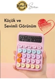 4 Fonksiyonlu Renkli Hesap Makinesi 12 Haneli Yuvarlak Tuşlu Şirin Masaüstü Ofis Kompakt - 3