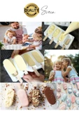 Premium 3'lü Silikon Magnum Şeklinde Dondurma Yapma Kalıbı Ahşap Çubuklu Buzluk Puding Kabı Pratik - 5