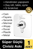 1 Adet Süper Güçlü Kendinden Yapışkanlı Tutunabilen Çok Amaçlı Çerçeve Tablo Banyo Duş Mutfak Askı - 1