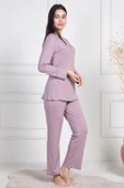 Mecit 6104 Bayan Gül Kurusu Büyük Beden Uzun Kollu Pijama Takımı thumbnail 2
