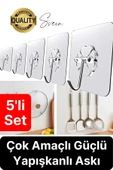 Özel Üretim 5 Adet Kendinden Yapışkanlı Askı Şeffaf Güçlü Anahtar Kapı Duvar Metal Kanca Çok Amaçlı - 1