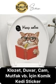 Özel Tasarım WC Klozet İçin Komik Kedi Sticker Tuvalet Banyo Cam Duvar Yapıştırma Etiket Dekoratif - 1