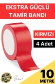 4 Adet 10 mt Kırmızı Tamir Takviye Kapatıcı Güçlü Onarım Bandı Su Geçirmez Sızdırmaz Dayanım Çatlak - 1