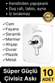 10 Adet Süper Güçlü Kendinden Yapışkanlı Tutunabilen Çok Amaçlı Çerçeve Tablo Banyo Duş Mutfak Askı - 1