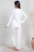 Mecit 6104 Bayan Ekru Büyük Beden Uzun Kollu Pijama Takımı - 3