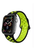 SHOPLİNE Apple Watch  Siyah Neon Yeşil Silikon Delikli Kordon Kayış 38 mm/40 mm - 2