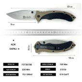 Columbia Company FST-3070-A Kamp Bıçağı Seti Çakı, Fener ve Ateşleyici Magnezyum Çubuğu Üçü Bir Arada Haki - 5