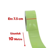 Gece Parlayan Fotolümen 7.5 cm Yeşil Reflektörlü Fosforlu Reflektif Düz Şerit Bant 10 Mt İkaz Bandı - 2