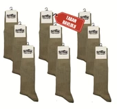 Askeri Çorap Haki Renk Dikişsiz Kışlık Çorap - Taban Havlulu - Orjinal İstihkak Çorap (9 Çift) - 1