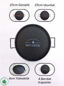 Lilya 27 cm Metal Tepsi, Tel Kulplu Yuvarlak Çay Tepsisi, Sunum Tepsisi, Tel Kulplu Kahve Tepsisi thumbnail 4