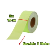 Gece Parlayan Fotolümen En 10 cm Reflektörlü 5 Metre İkaz Yeşil Fosforlu Reflektif Düz Şerit Bant - 2