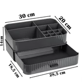 Porsima 0619 Çekmeceli Takı Organizeri Makyaj Düzenleyici Makyaj Kutusu Çekmeceli Takı Bijuteri Mücevher Kutusu Antrasit thumbnail 4