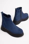 Kadın Bot Lacivert Kalın Taban Süet Bağsız Yüzüdüz thumbnail 1