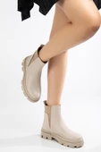 Kadın Bot Bej Kalın Taban Boğaz Elastik Bağsız thumbnail 2