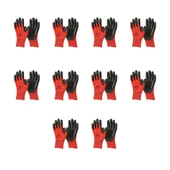 Eli Nitril İş Güvenlik Eldiveni - Kırmızı - 10/XL - 10 Çift - Paket - 1
