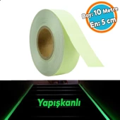 Gece Parlayan Fotolümen Yeşil Reflektörlü Fosforlu Oto Reflektif Düz Şerit Bant 5 cm 10 Mt İkaz Bandı - 1