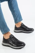 Hakiki Deri Erkek Günlük Ayakkabı Siyah H Model Eva Taban thumbnail 2