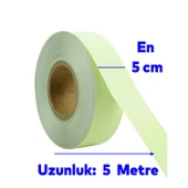 Gece Parlayan Fotolümen Yeşil Reflektörlü Fosforlu Oto Reflektif Düz Şerit Bant 5 cm 5 Mt İkaz Bandı thumbnail 2