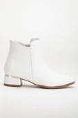 Kadın Kısa Topuklu Bot Beyaz Yüzlü Model Galvaniz Ökçeli thumbnail 3