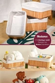 Madamev 3lü Pinterest Stil Bambu Kare Sepet Dekoratif Ev Düzenleyici Organizer Çok Amaçlı Bambu Hasır Sepet - 1