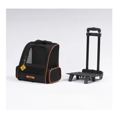 Brave Paws Tekerlekli Plastik Fileli Kedi ve Köpek Taşıma Çantası Çekçek Mekanizmalı Yıkanabilir (SİYAH) - 4