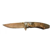 Columbia Company FXT-3105-B Katlanabilir Çakı, Kamp Bıçağı, Kurt İşlemeli Bıçak (Altın Sarısı) - 1