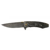 Columbia Company FXT-3105-A Katlanabilir Çakı, Kamp Bıçağı, Kurt İşlemeli Bıçak (Siyah) - 1
