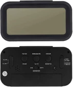 Dijital Termometreli Masa Saati, Lcd Ekran Çalar Saat - Siyah - 3