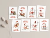 8’li Yılbaşı Noel Baba Kartpostal Seti, Mutlu Yıllar Kartı, Yeni Yıl Kartları - 3