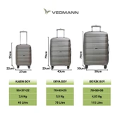 Vegmann Polipropilen (PP) Atlas Gold Orta Boy Valiz thumbnail 9