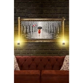 Kanvas Şemsiyeli Kadın Rustik Lambalı Tablo thumbnail 2