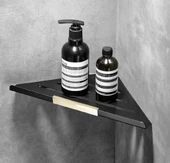 Metal Banyo/mutfak Düzenleyici Organizer Köşe Şampuan Rafı Siyah - 1