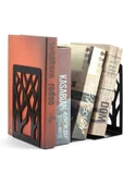Ağaç Desenli Metal Kitap Desteği Siyah - Kitap Tutucu - Ev Ve Ofis Dekoratif Aksesuar( 2 Li Set) - 4