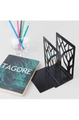 Ağaç Desenli Metal Kitap Desteği Siyah - Kitap Tutucu - Ev Ve Ofis Dekoratif Aksesuar( 2 Li Set) - 3