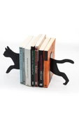 Kedi Figürlü Dekoratif Metal Kitap Tutucu, Kitap Desteği Siyah thumbnail 1