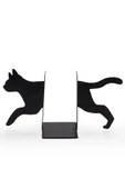 Kedi Figürlü Dekoratif Metal Kitap Tutucu, Kitap Desteği Siyah thumbnail 5