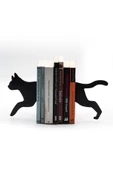 Kedi Figürlü Dekoratif Metal Kitap Tutucu, Kitap Desteği Siyah thumbnail 3