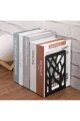 Ağaç Desenli Metal Kitap Desteği Siyah - Kitap Tutucu - Ev Ve Ofis Dekoratif Aksesuar( 2 Li Set) - 1