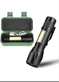Taktikal Led Mini Boy El Feneri, Polis Bekçi Feneri, Usb Şarjlı, Zoomlu Plastik Kutulu El feneri - 1